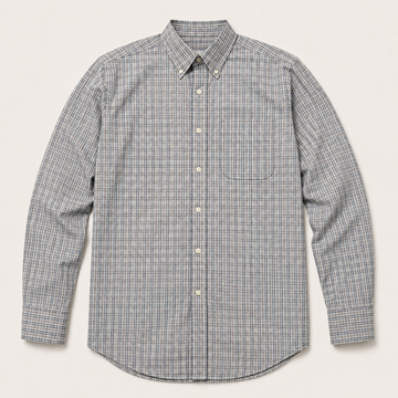 Men’s Grey Plaid Long Sleeve Cowboy Western Button Down Shirt