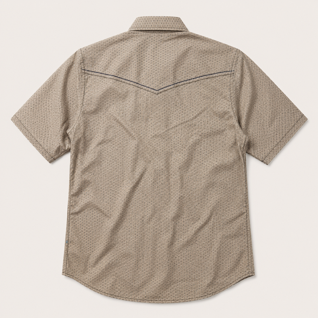 Men's Beige Geo Print Short Sleeve Western Snap Shirt