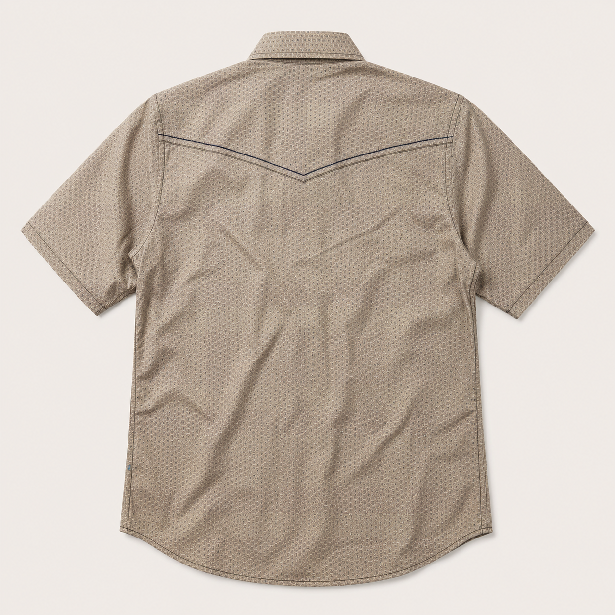 Men's Beige Geo Print Short Sleeve Western Snap Shirt