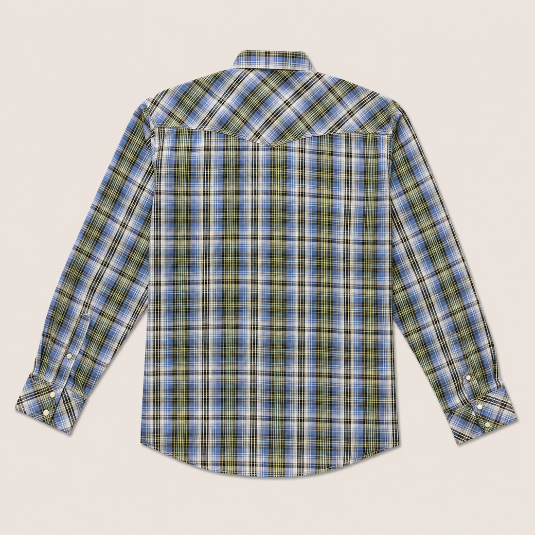 Cowboy Legend Men's Blue Green Plaid Pearl Snap Western Shirt