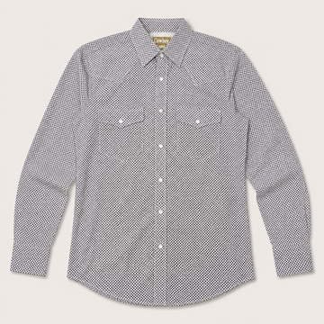 Cowboy Legend Men's White & Black Micro Print Pearl Snap Western Shirt