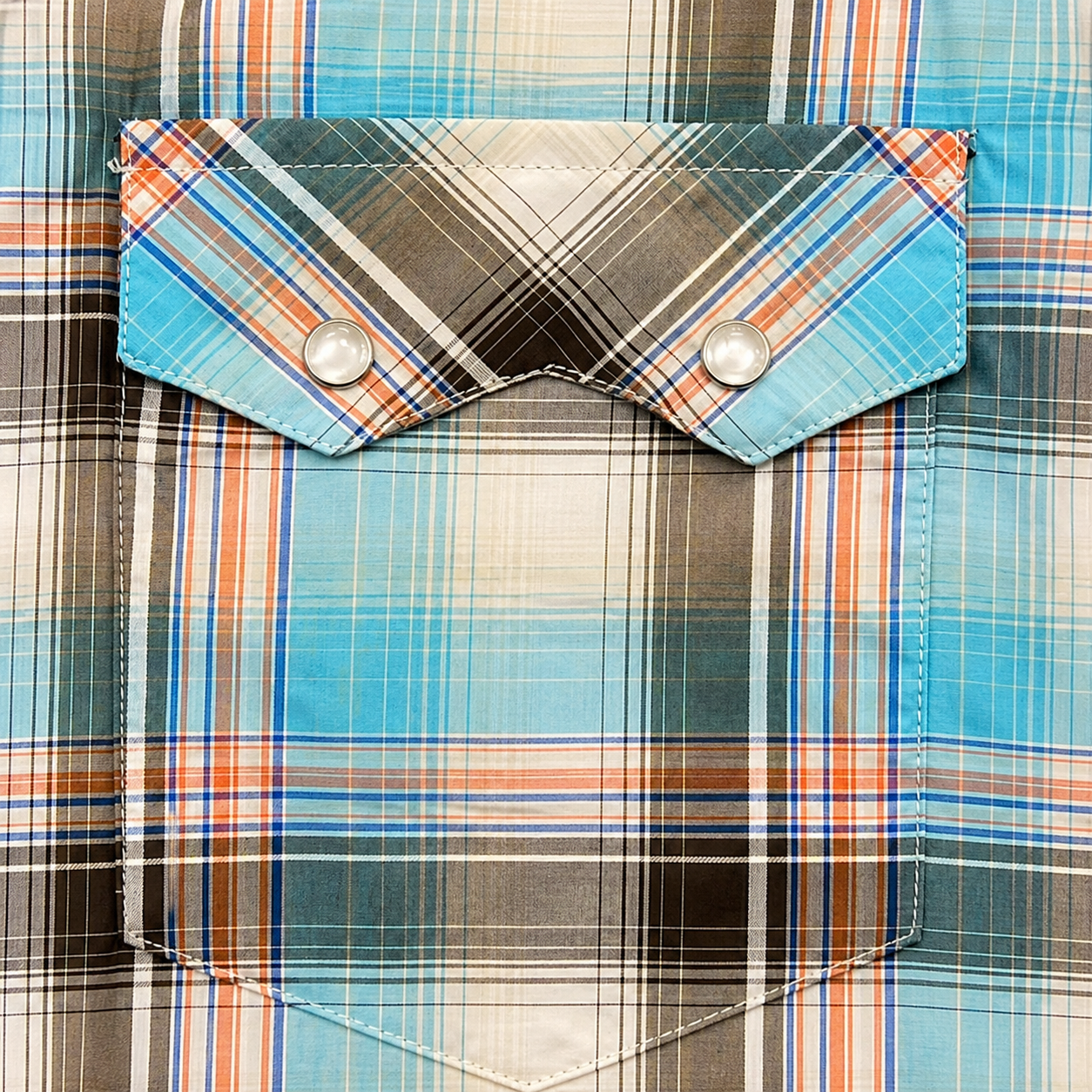 Cowboy Legend Men's Turquoise Plaid Pearl Snap Western Shirt