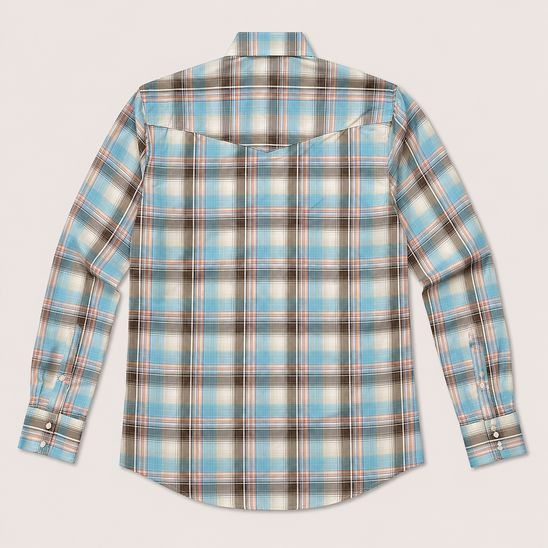 Cowboy Legend Men's Turquoise Plaid Pearl Snap Western Shirt