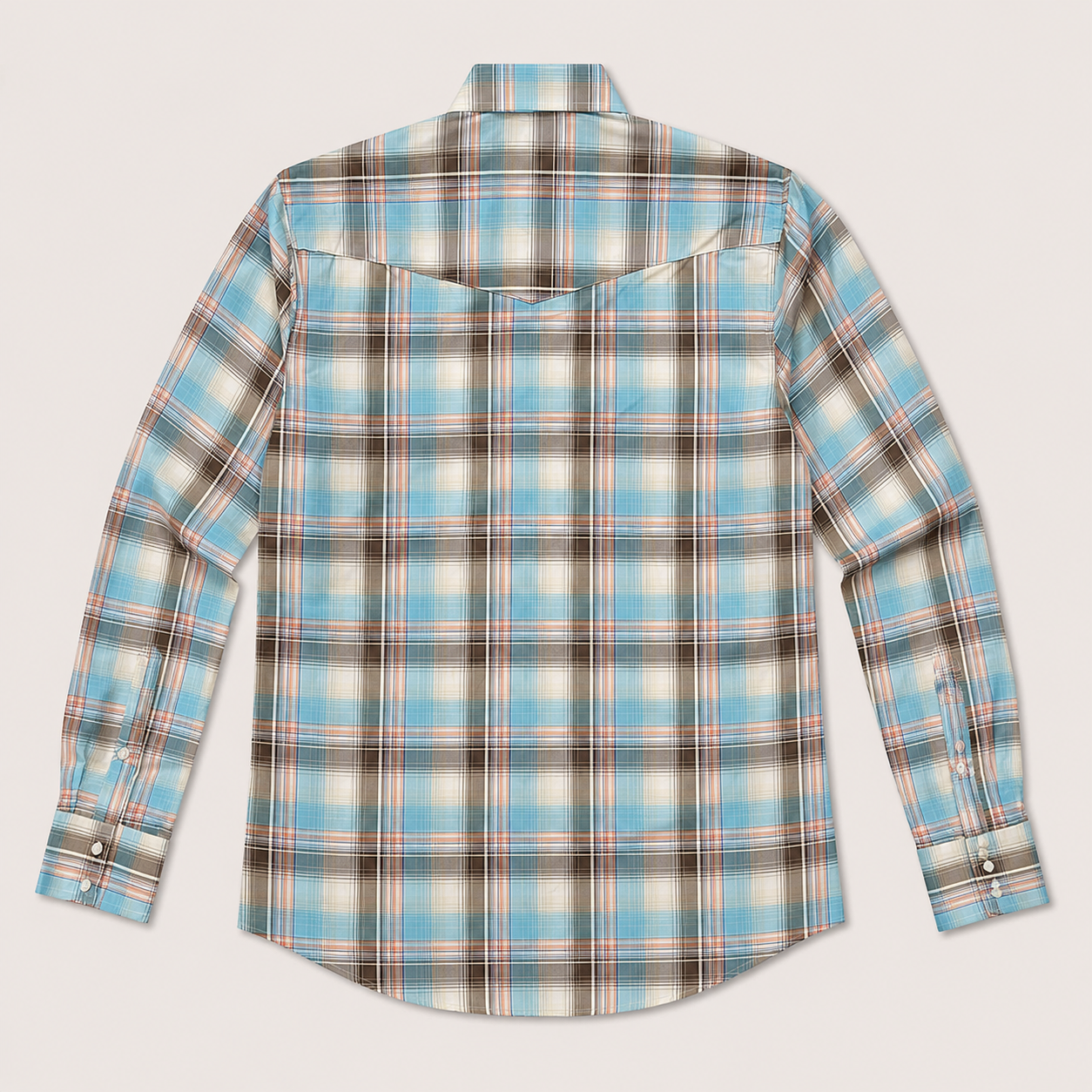 Cowboy Legend Men's Turquoise Plaid Pearl Snap Western Shirt