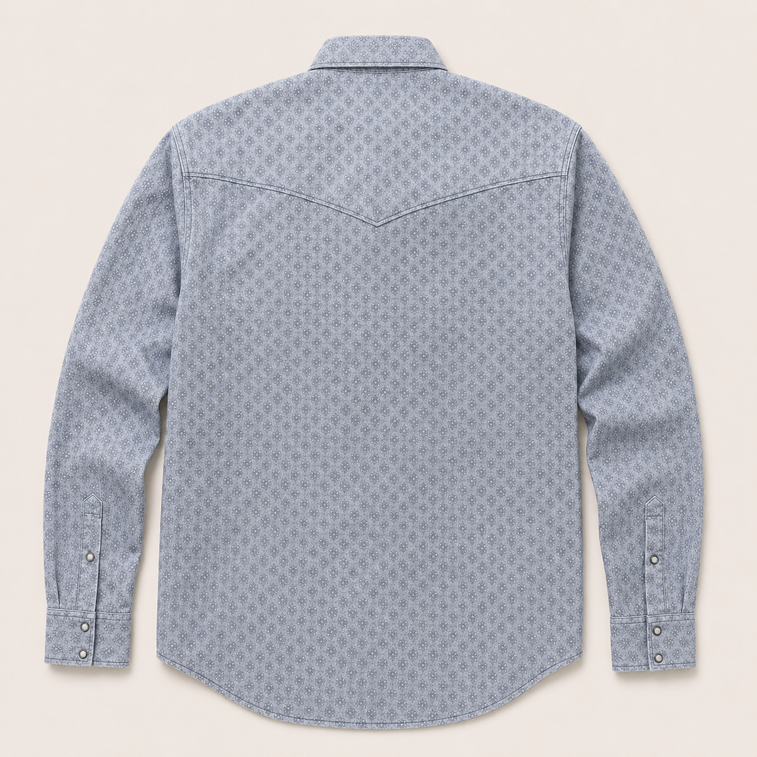 Cowboy Legend Light Grey Vintage Geo Print Western Snap Shirt