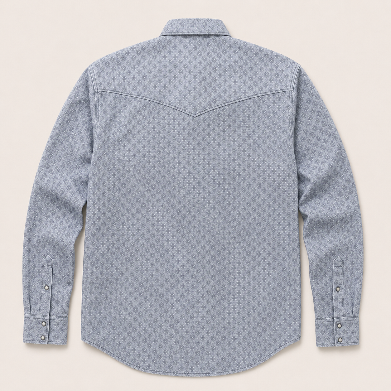 Cowboy Legend Light Grey Vintage Geo Print Western Snap Shirt