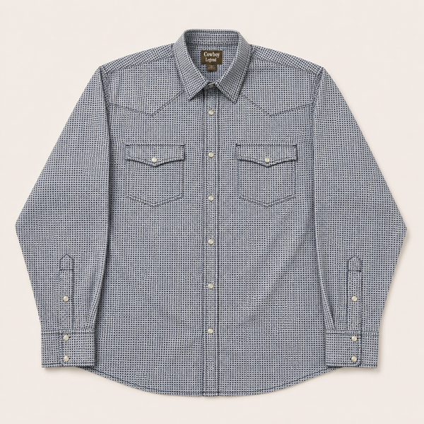 Cowboy Legend Navy Geo Print Snap Shirt