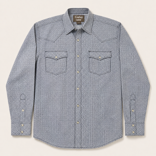 Cowboy Legend Blue/white Geo Print Snap Shirt