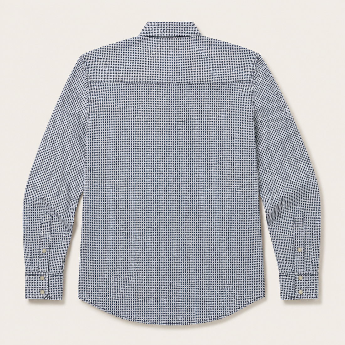 Men’s Long Sleeve Blue White Geo Cowboy Western Snap Shirt