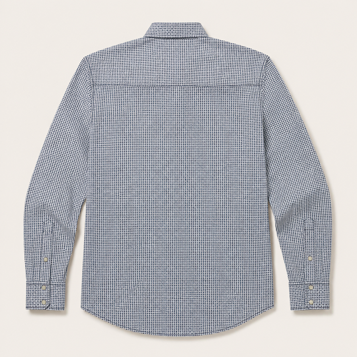 Men’s Long Sleeve Blue White Geo Cowboy Western Snap Shirt