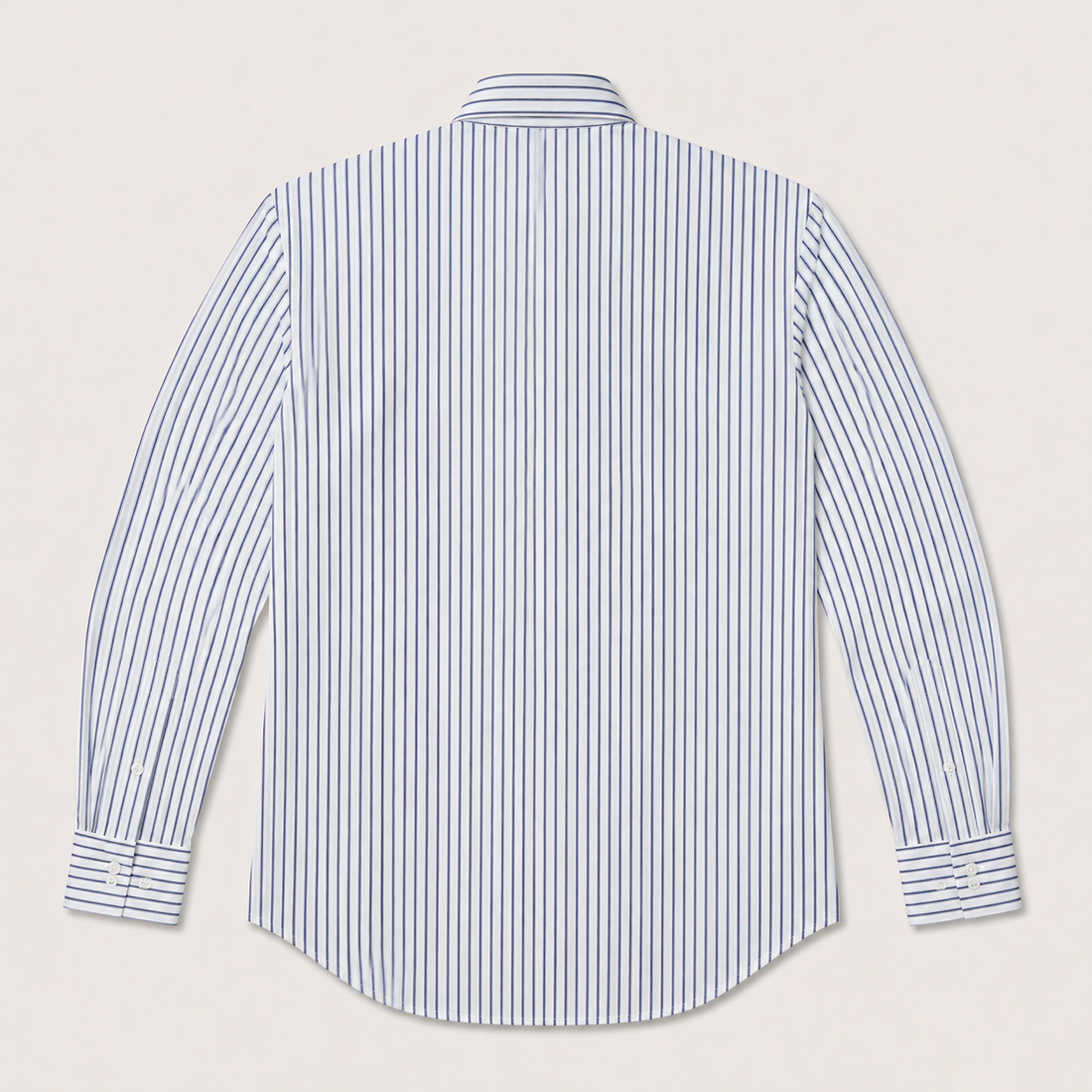 Men's White Blue Pinstripe Long Sleeve Button-Down Shirt