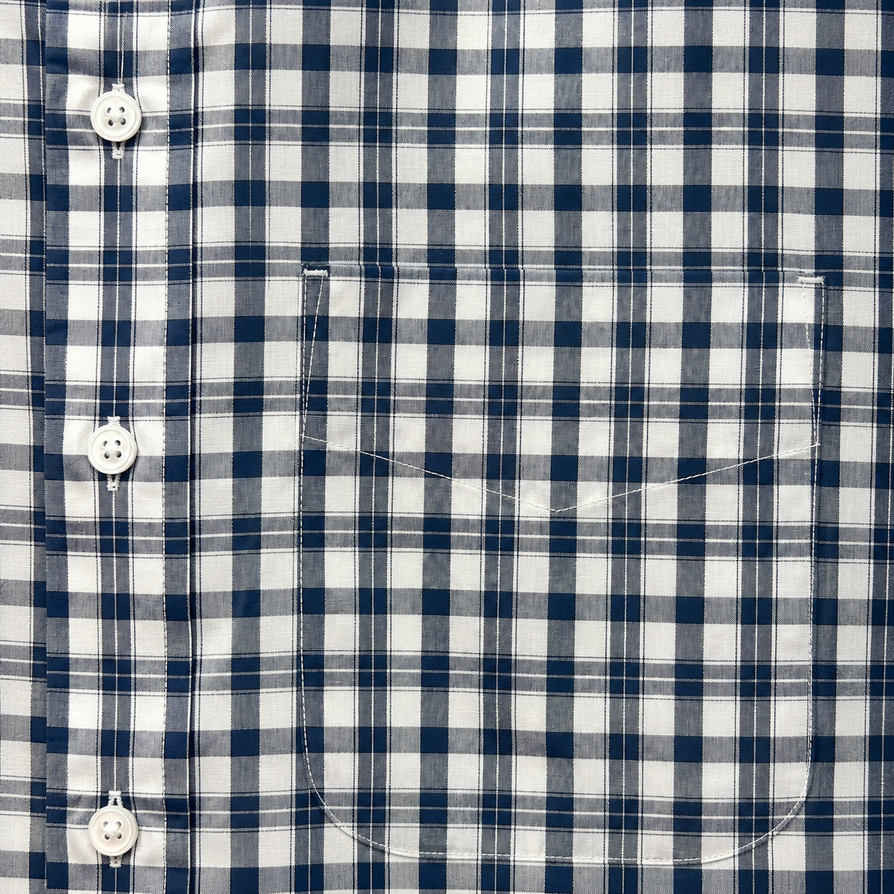 Men's Navy White Check Long Sleeve Button-Down Shirt