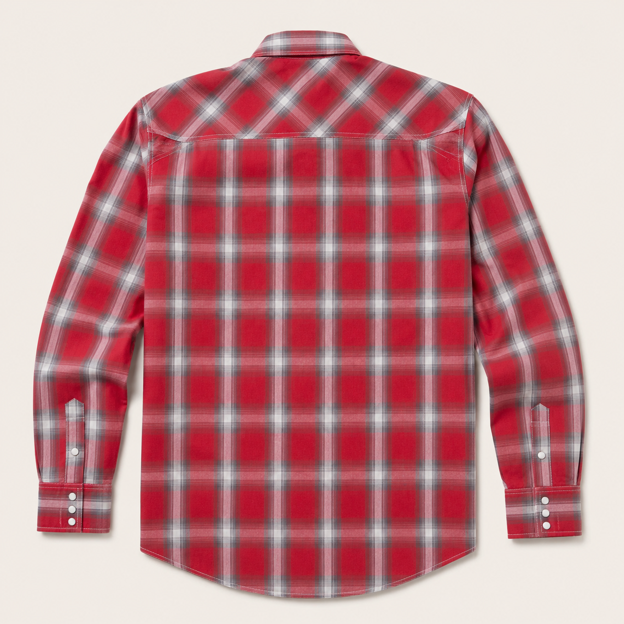 Men’s Red Plaid Long Sleeve Cowboy Western Snap Shirt