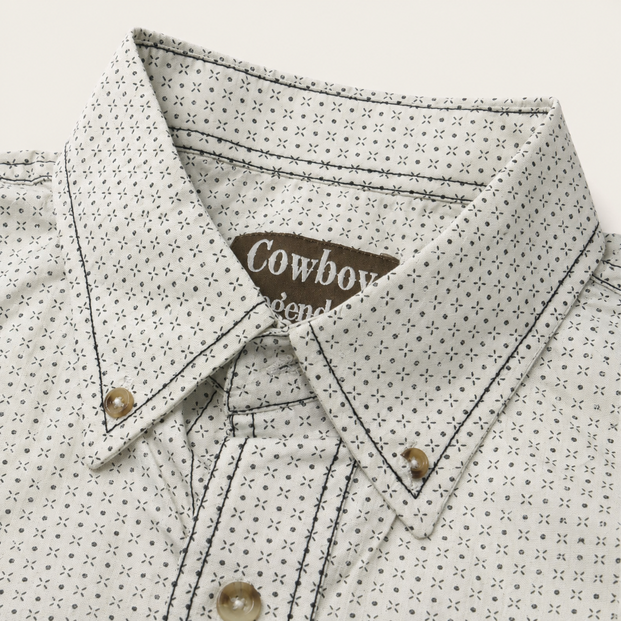 Men’s White Geo Print Short Sleeve Cowboy Western Button Down Shirt