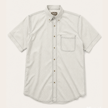 Men’s White Geo Print Short Sleeve Cowboy Western Button Down Shirt