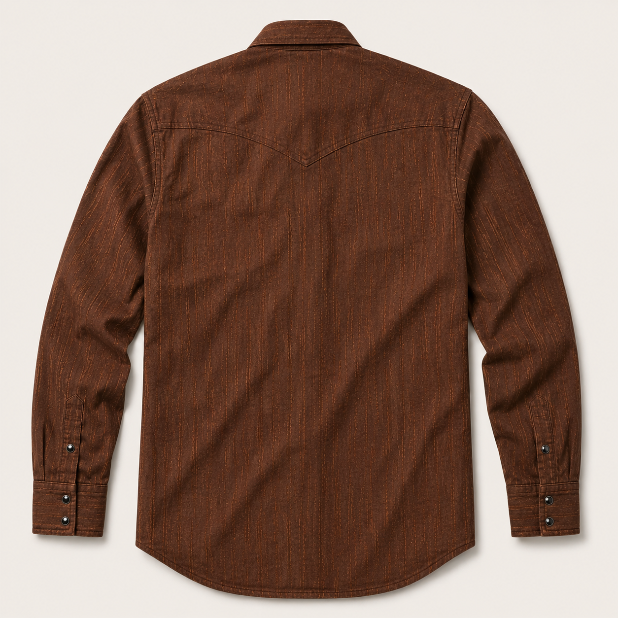 Men’s Brown Embroidered Long Sleeve Cowboy Western Snap Shirt