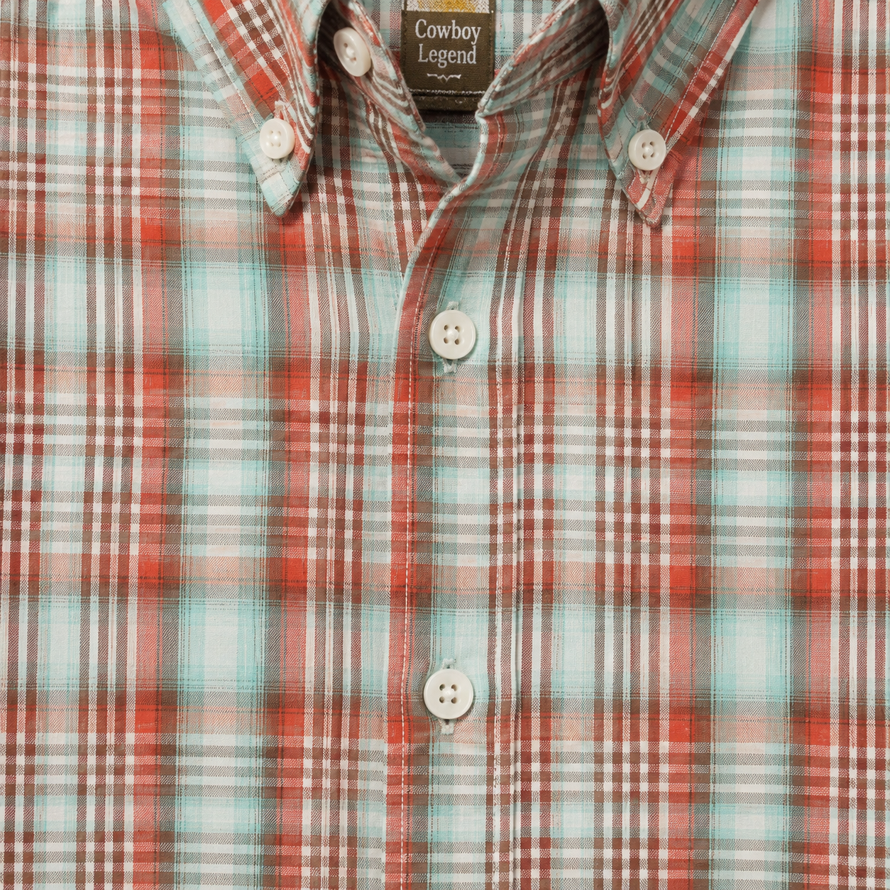 Men’s Long Sleeve Turquoise Plaid Button Down Western Shirt