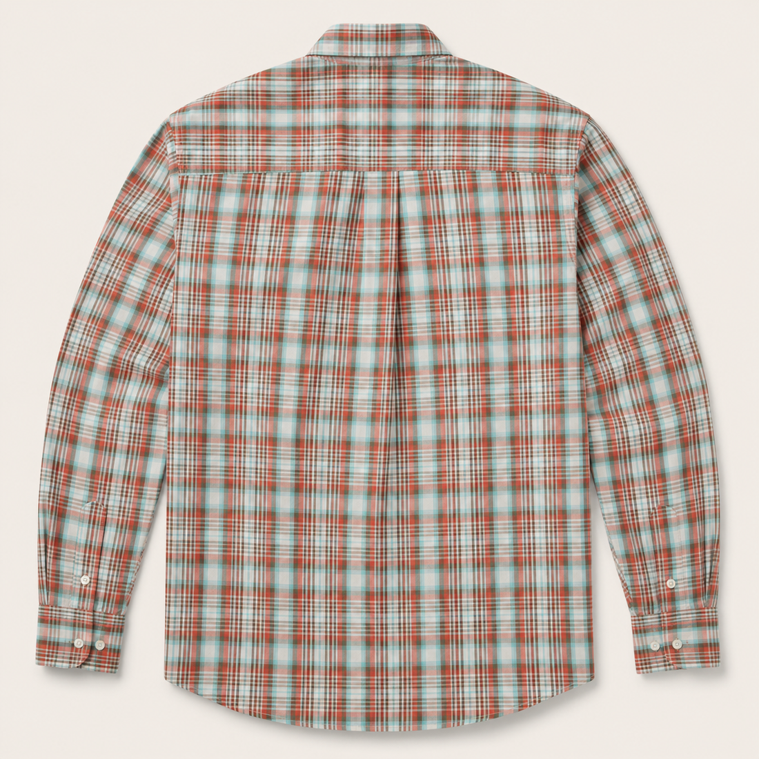 CowboyLegend Men's Long Sleeve Turquoise Plaid Button Down Collar Shirt
