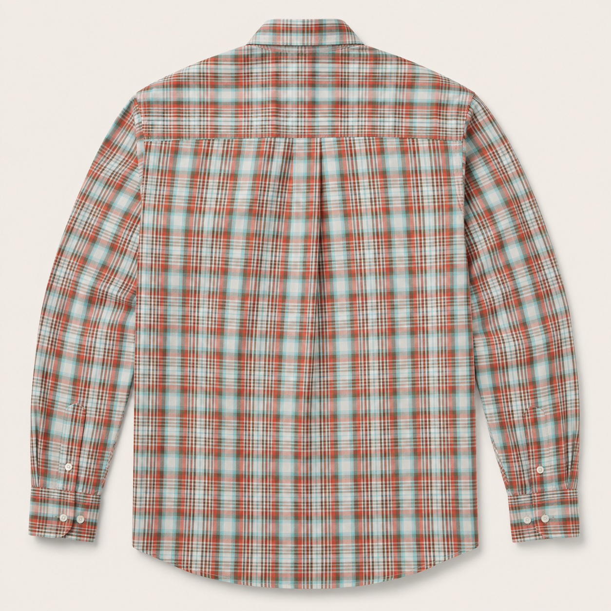 Men’s Long Sleeve Turquoise Plaid Button Down Western Shirt