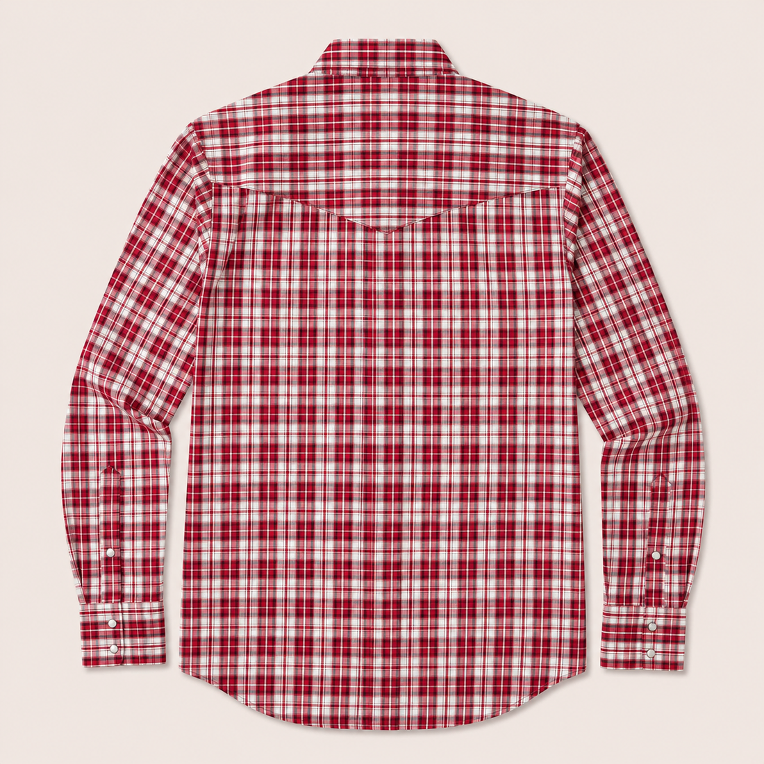 Men’s Red & White Plaid Cowboy Western Snap Shirt