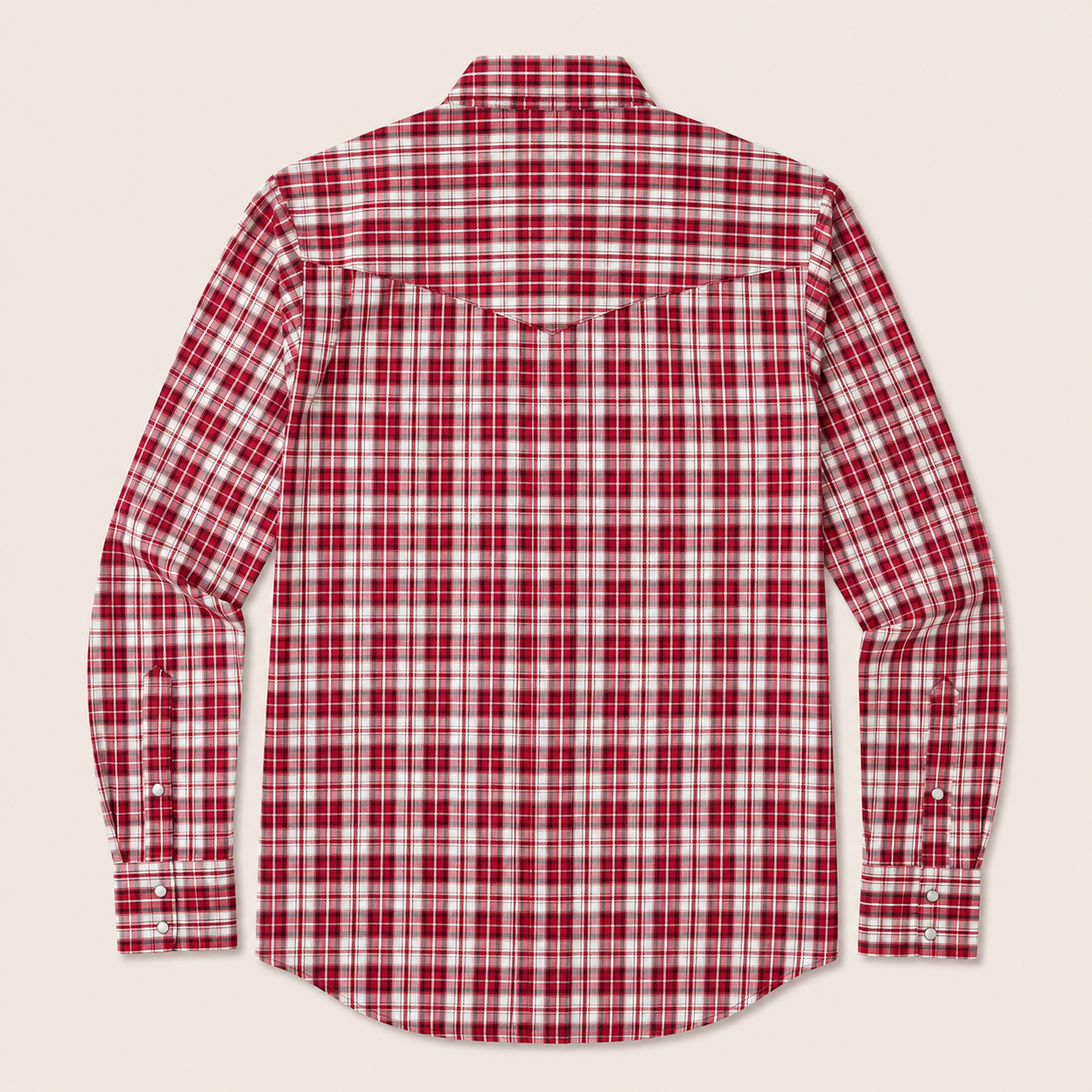 Men’s Red & White Plaid Cowboy Western Snap Shirt