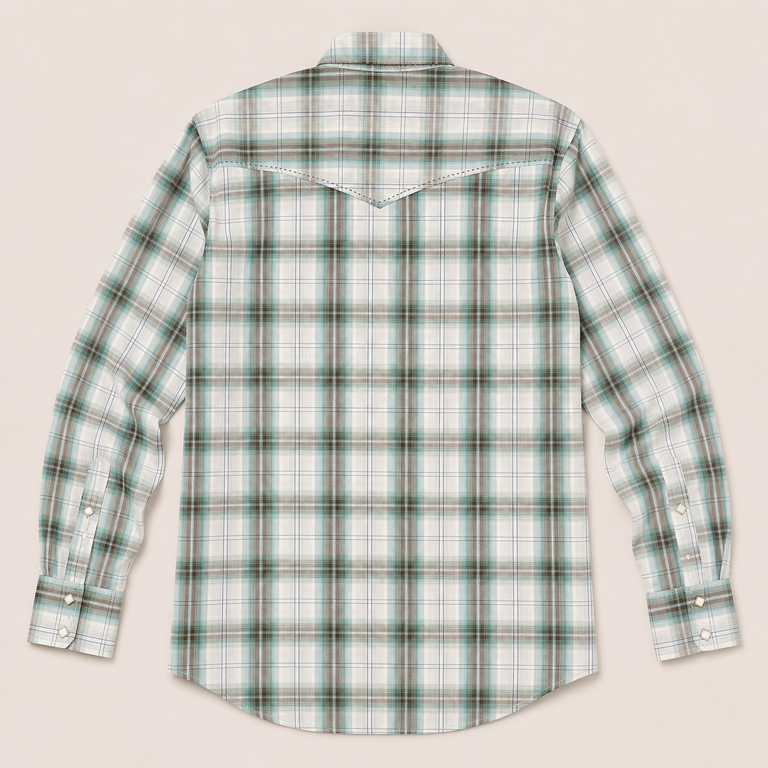 Cowboy Legend Men's Mint Plaid Pearl Snap Western Shirt
