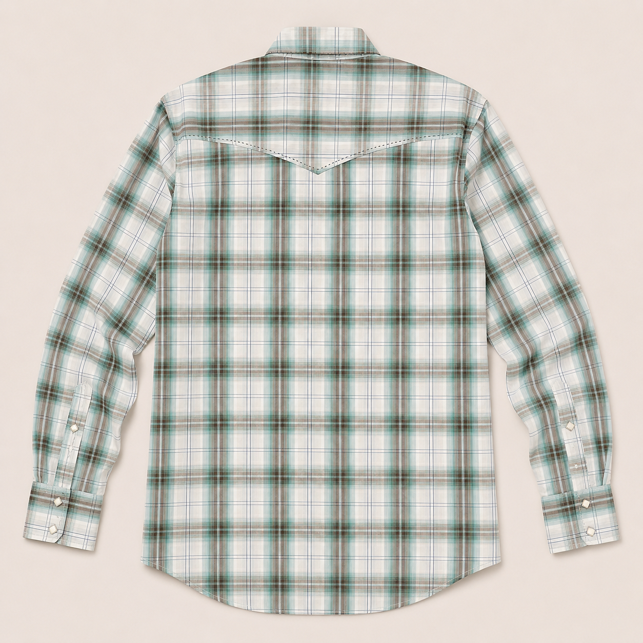 Cowboy Legend Men's Mint Plaid Pearl Snap Western Shirt