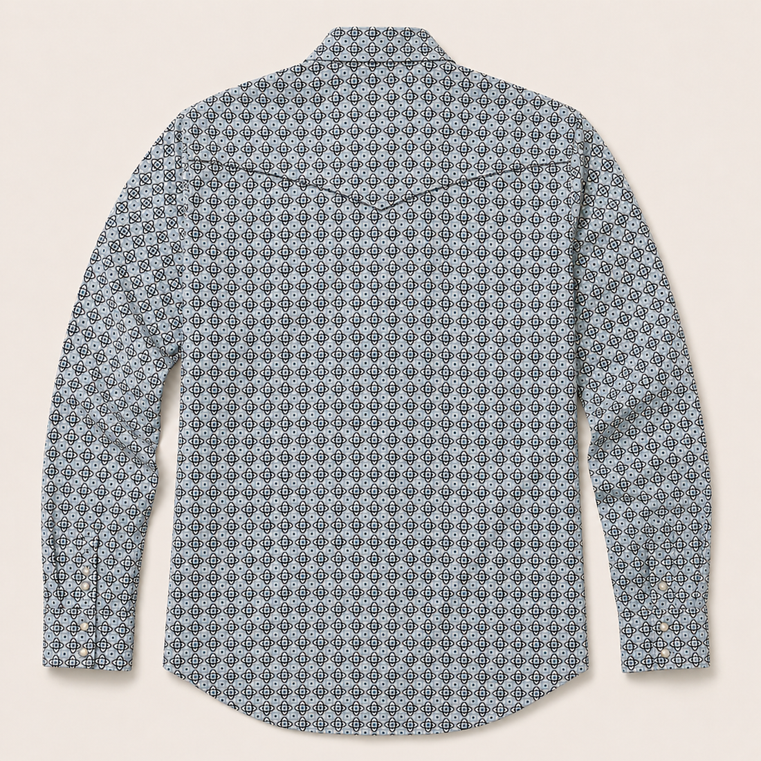 Cowboy Legend Light Blue/Black Medallion Print Western Snap Shirt