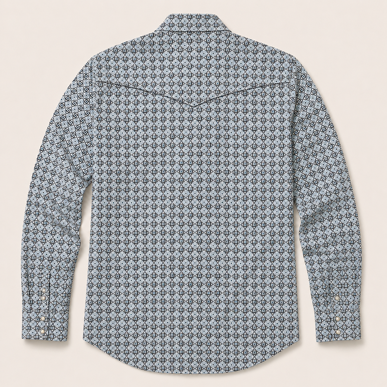 Cowboy Legend Light Blue/Black Medallion Print Western Snap Shirt