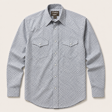 Cowboy Legend White Geo Print Western Snap Shirt