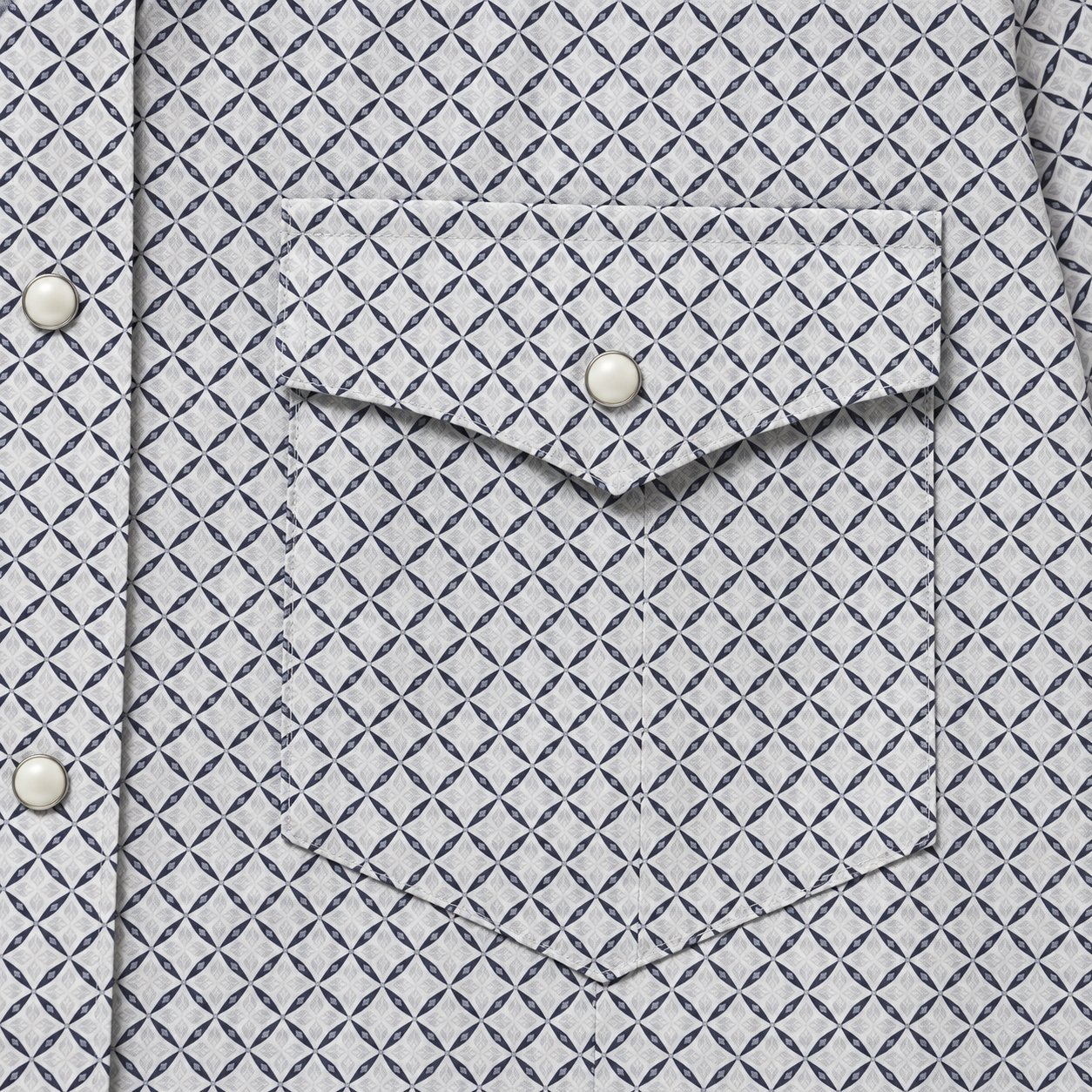 Cowboy Legend White Geo Print Western Snap Shirt