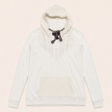Ladie's Ivory Embroidered Lace Hoodie