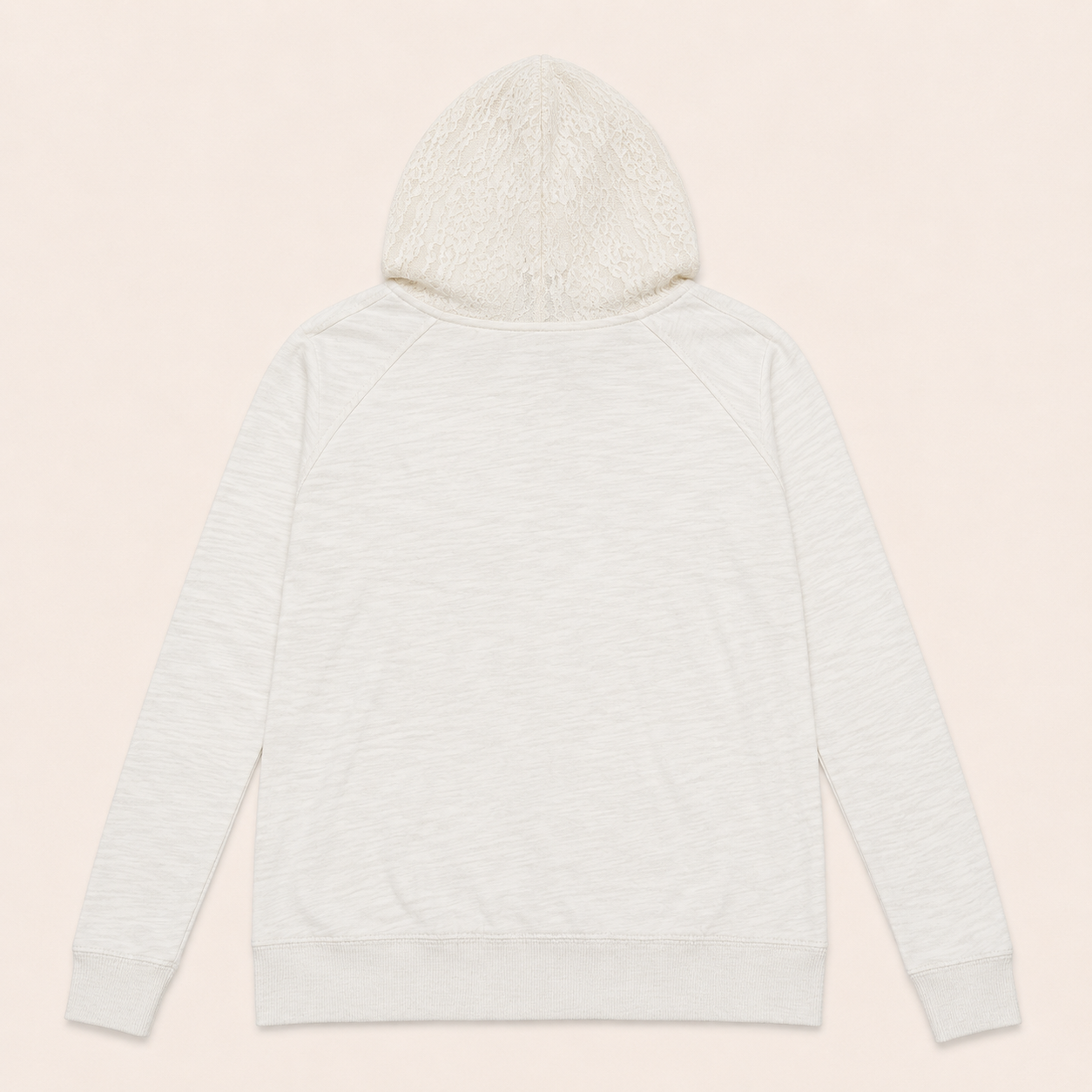 Ladie's Ivory Embroidered Lace Hoodie