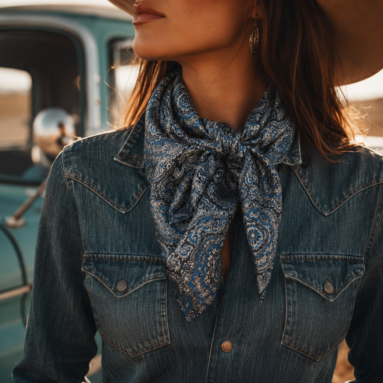Women’s Midnight Blue Paisley Silk Wildrag Scarf