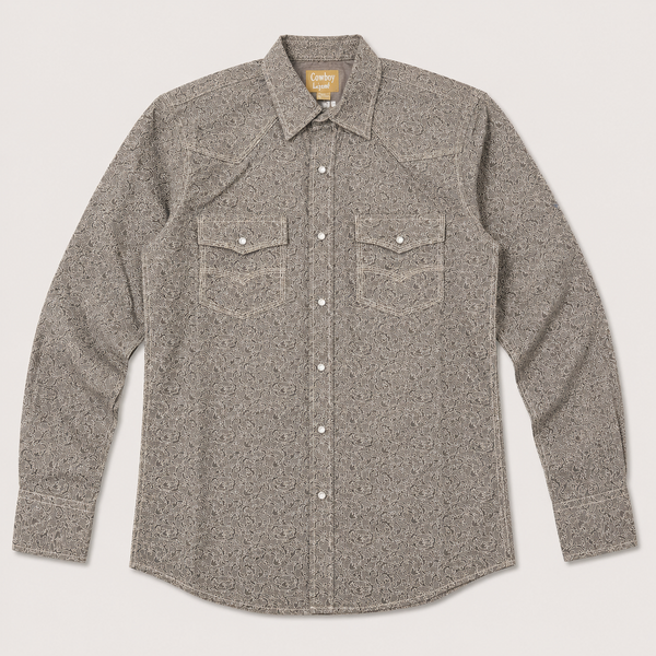 Cowboy Legend Men's Charcoal Grey Paisley Pearl Snap Western Shirt