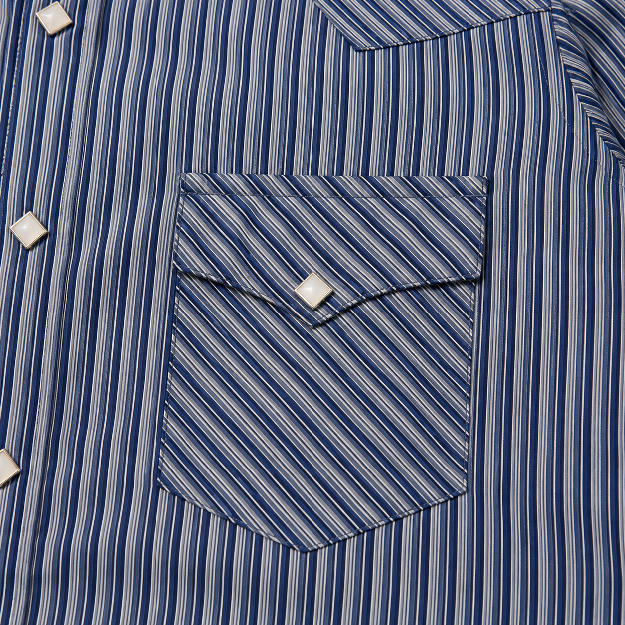 Men's Blue Stripe Long Sleeve Cowboy Western Snap Shirt