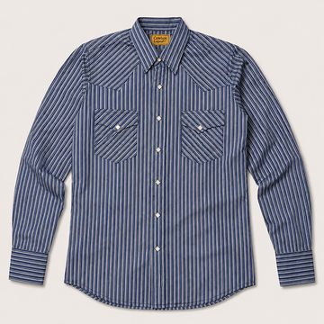 Men's Blue Stripe Long Sleeve Cowboy Western Snap Shirt