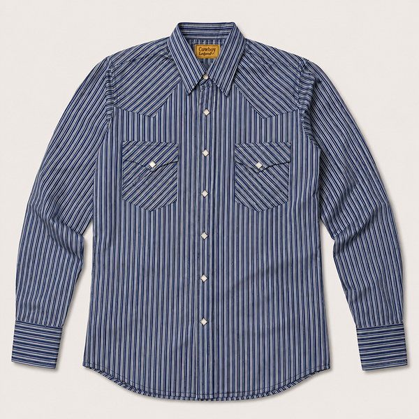 Cowboy Legend Blue Stripe Western Snap Shirt