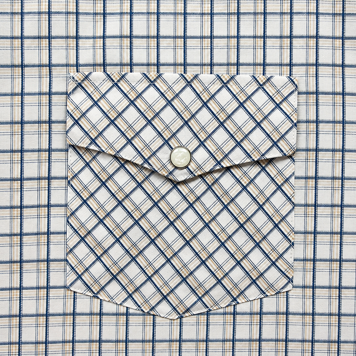 White Plaid Western Snap Pocket Detail