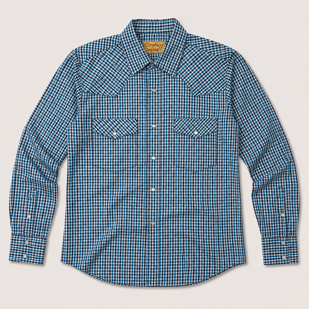 Blue Plaid Western Snap Shirt
