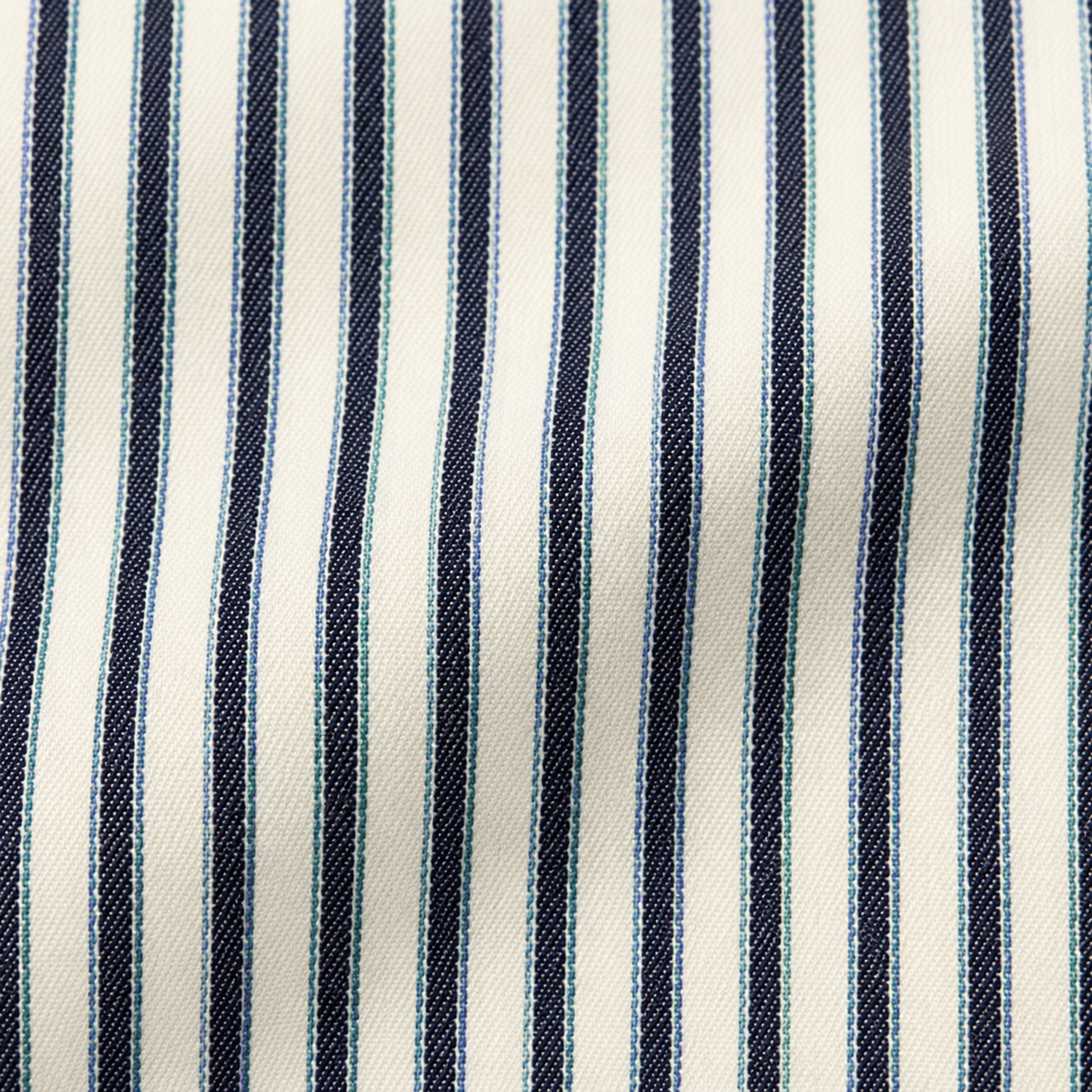 Men's Blue and White Vertical Striped Long Sleeve Western Snap Shirt Front View