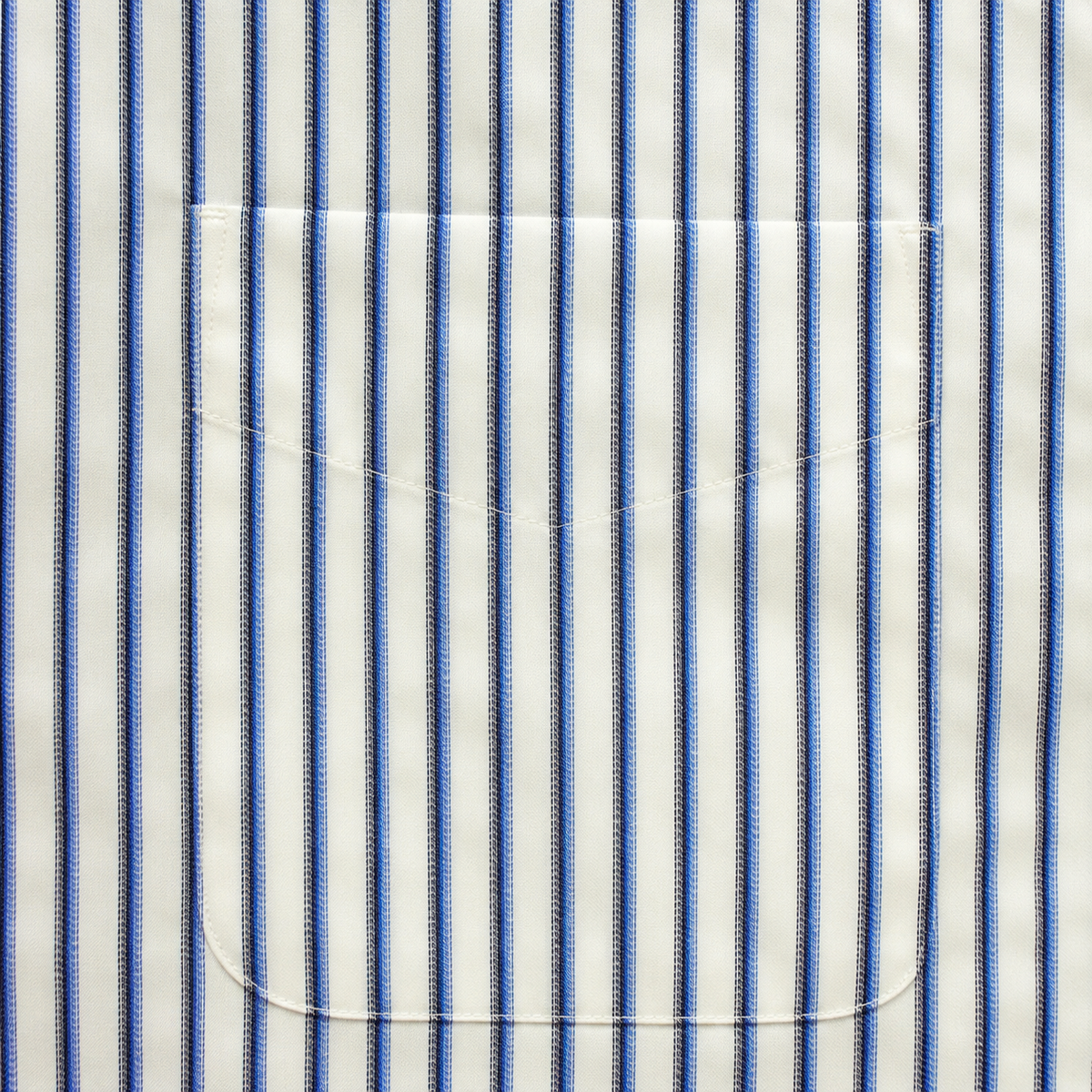 Men's Blue and White Striped Long Sleeve Button Down Pocket Detail