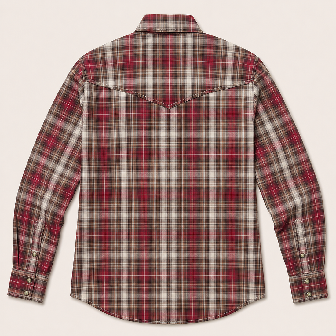 Red Plaid Western Snap Shirt