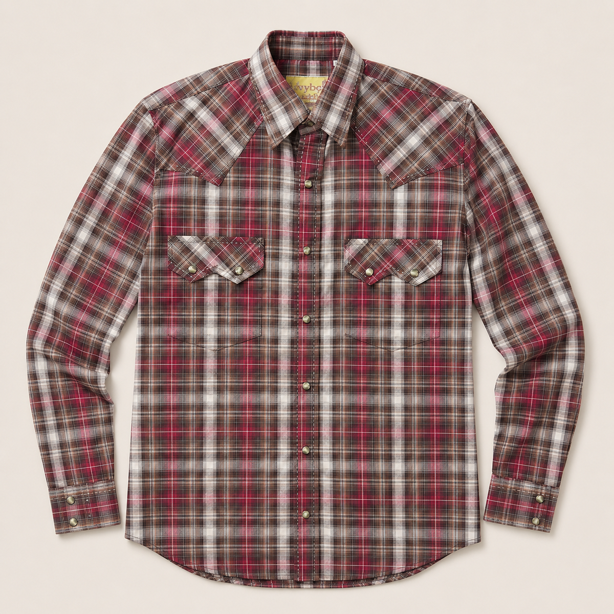 Red Plaid Western Snap Shirt