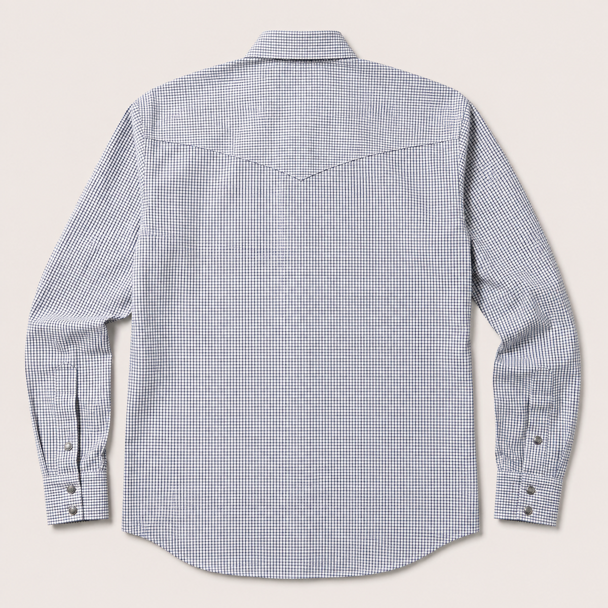 White and Purple Check Western Shirt Back View