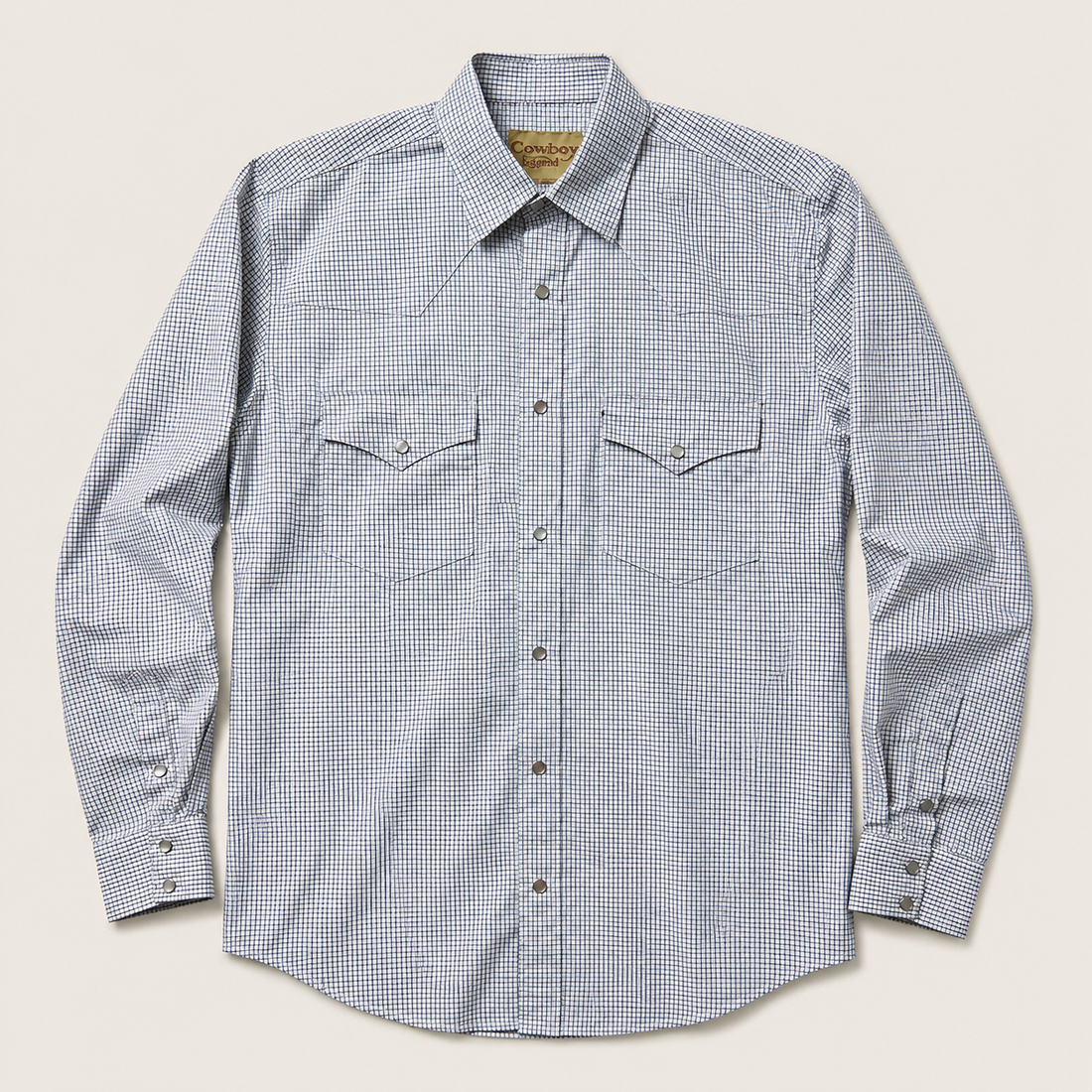 White and Purple Check Western Snap Shirt