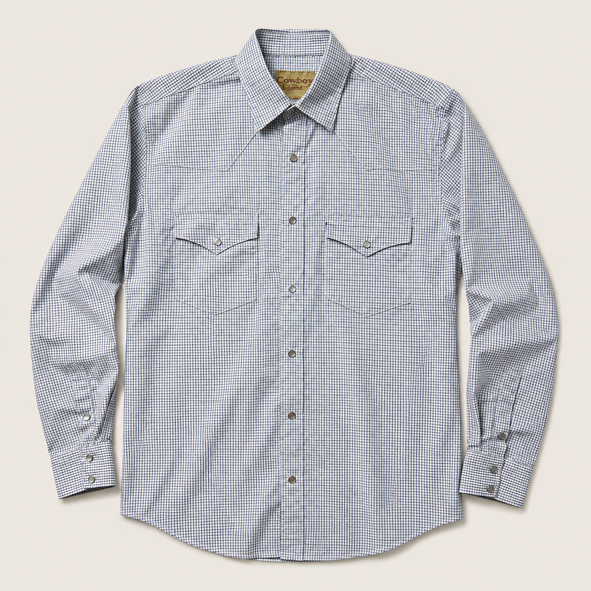 White and Purple Check Western Snap Shirt